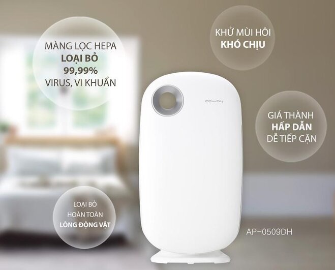 Máy lọc không khí Coway ap-0509dh với chế độ an toàn tự động tắt nguồn khi mở nắp máy.