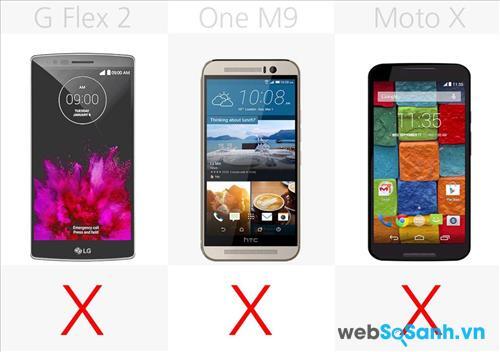 G Flex 2, One M9 và Moto X đều không có cảm biến vân tay