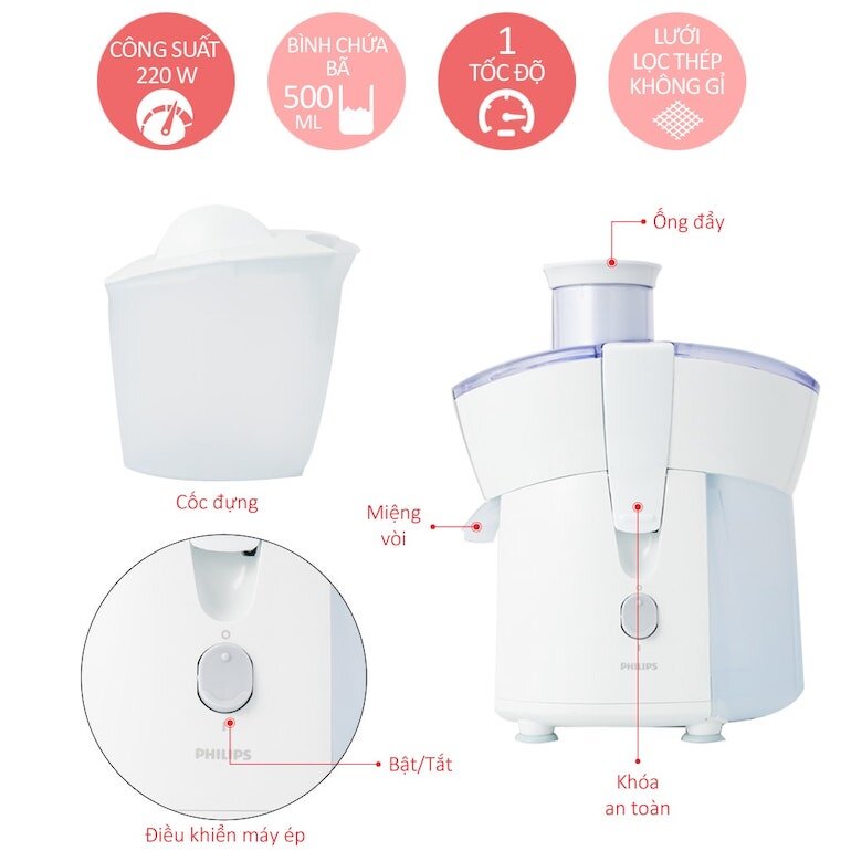 Máy ép trái cây Philips HR1823
