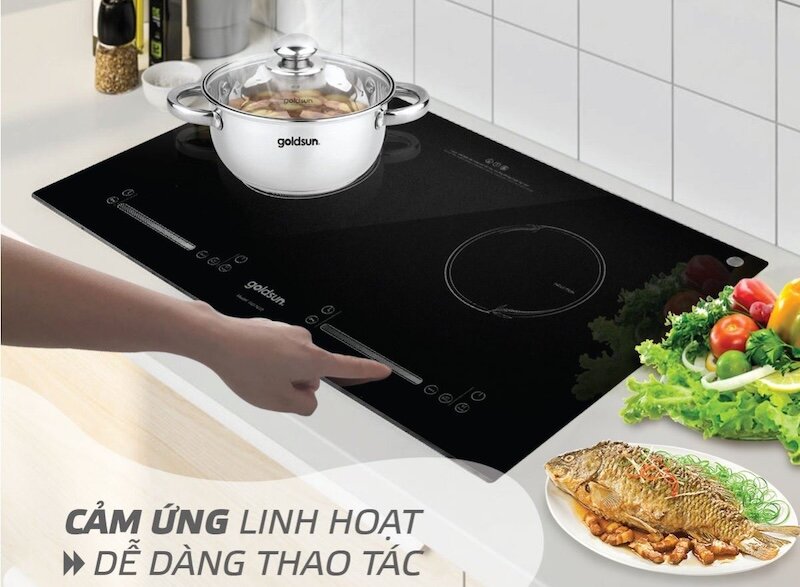 Bếp từ âm 2 vùng nấu Goldsun GDI7410 thiết kế tinh tế, hiện đại và sang trọng