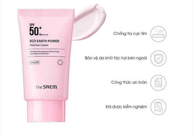 Kem chống nắng nâng tone The Saem Eco Earth Power Pink SPF 50 PA ++++