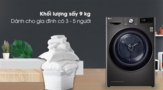 Máy sấy quần áo LG 9kg DVHP09B