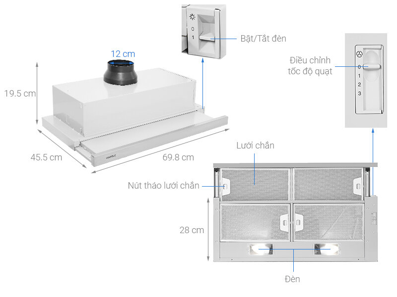 Máy hút mùi âm tủ Hafele HH-S70A