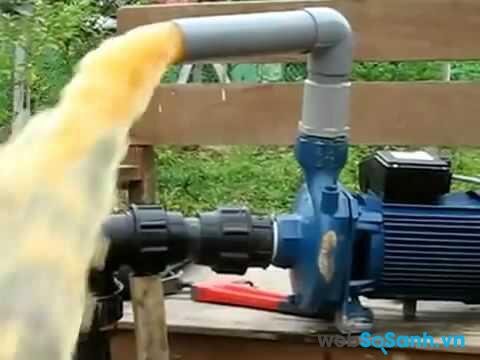 Máy bơm nước ly tâm bơm nước dựa vào lực ly tâm tạo ra từ cánh quạt của máy bơm
