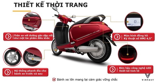 Thiết kế thời trang của xe máy điện VinFast