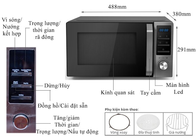 Lò vi sóng Roler RM-3235A có nhiều tính năng đi kèm hữu ích