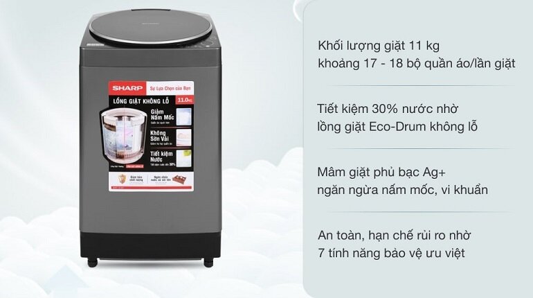 Máy giặt Sharp 11 kg ES-W110HV-S