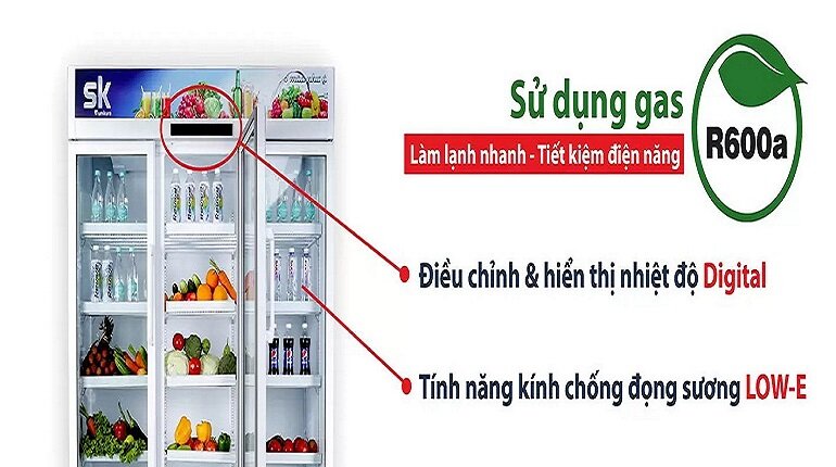 Tủ mát Sumikura 3 cánh -1403WG3/HW sử dụng gas R600a tiết kiệm điện, an toàn với môi trường 