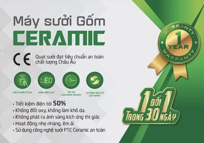 Đặc điểm nổi bật của máy sưởi gốm Erito