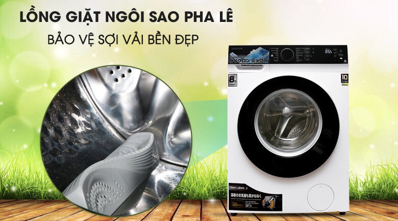 Lồng giặt với thiết kế ngôi sao pha lê bảo vệ áo quần của máy giặt cửa ngang Toshiba