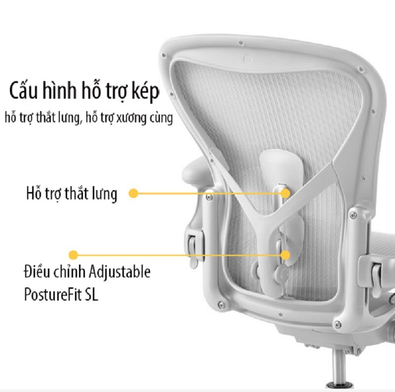 ghế công thái học Herman Miller Aeron khung nhôm