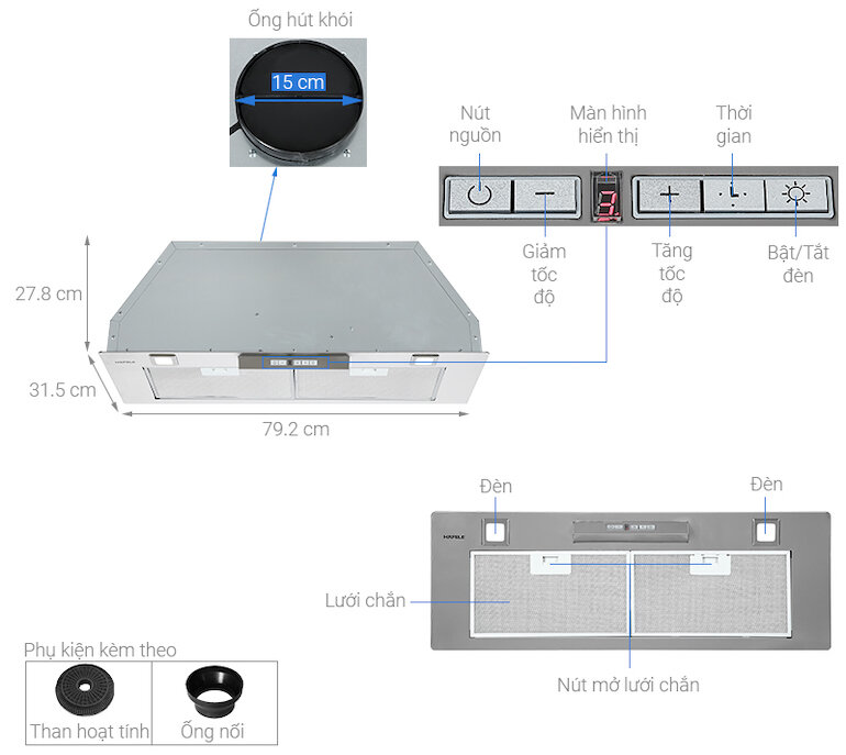 Máy hút mùi âm tủ Hafele cao cấp model HH-BI79A 