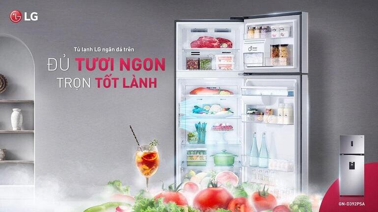Tủ lạnh LG ngăn đá trên có giá thành tương đối rẻ