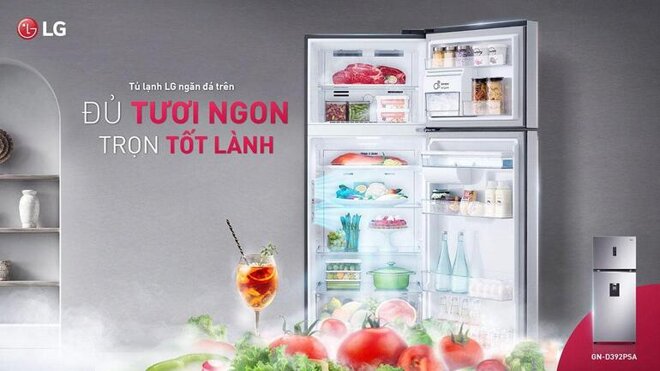 Tủ lạnh LG ngăn đá trên có giá thành tương đối rẻ 