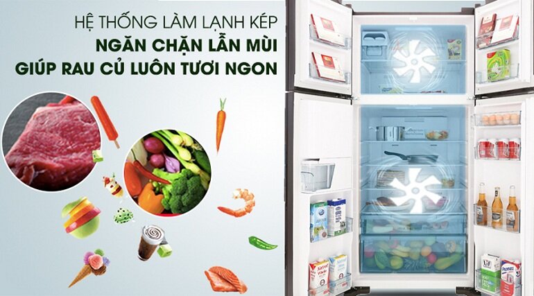 Khả năng làm lạnh tốt của tủ lạnh 4 cánh lấy nước ngoài Hitachi R-FW690PGV7X (GBK)