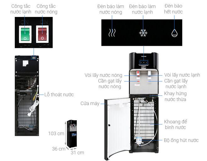 Cây nước nóng lạnh Toshiba RWF-W1669BV(K1)