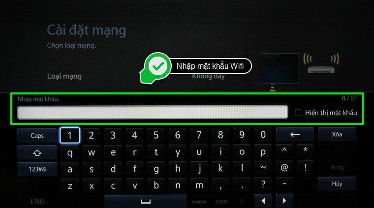 Nhập mật khẩu Wifi vào 