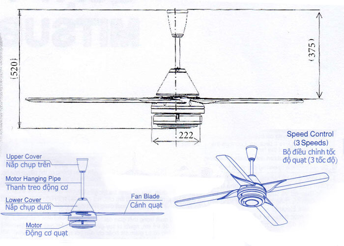 quạt trần 4 cánh Mitsubishi
