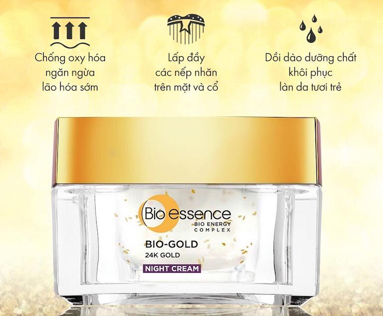 Kem dưỡng da chống lão hóa ban đêm Bio-essence Bio Gold 24K Gold