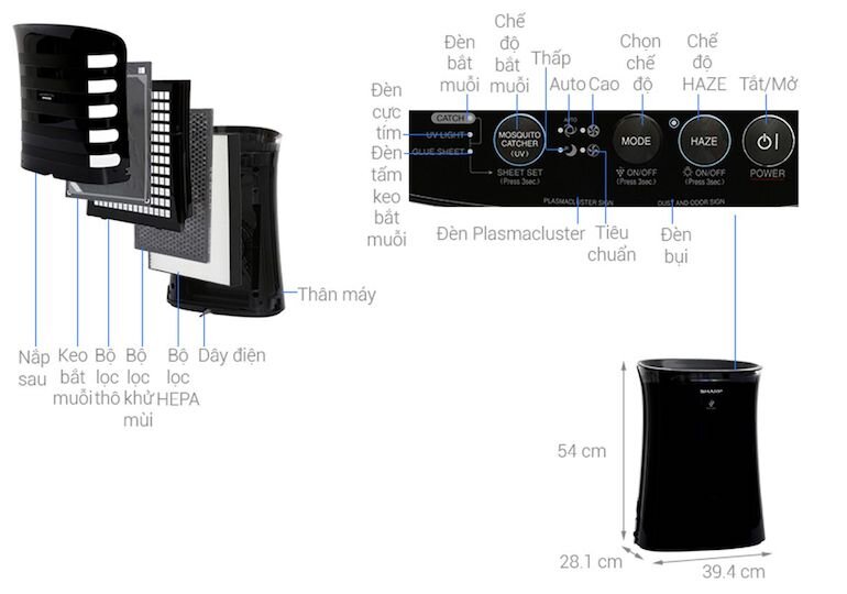 Máy lọc không khí bắt muỗi Sharp FP-GM50E-B