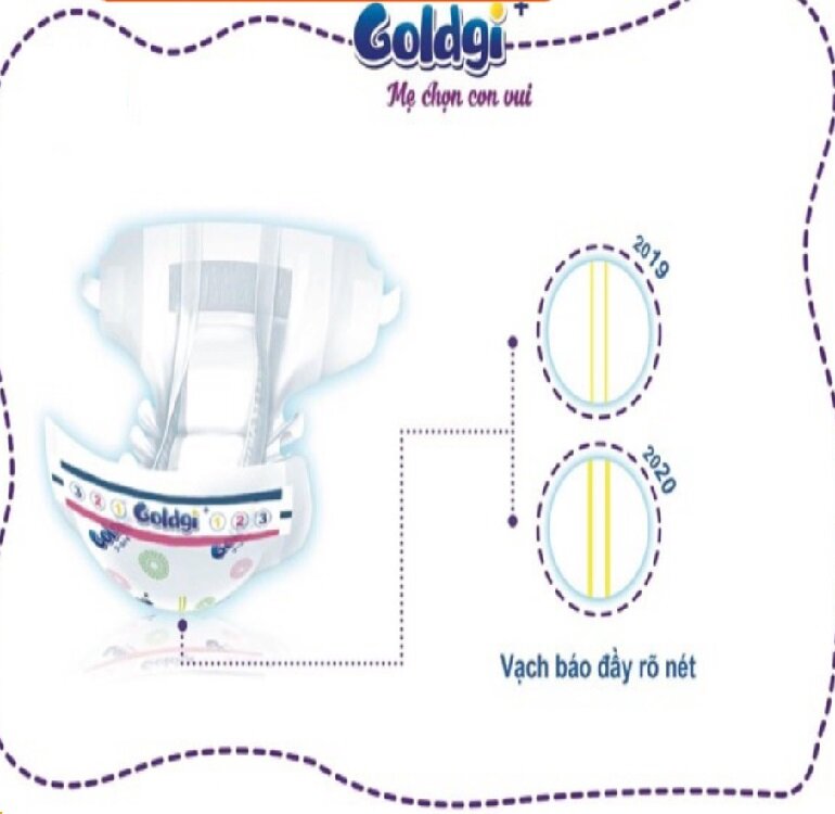 Vạch báo tã đầy của bỉm Goldgi