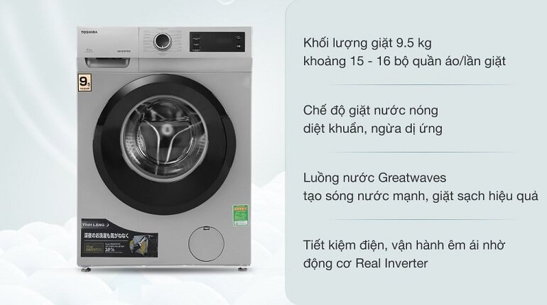 Máy giặt Toshiba cửa ngang Inverter 9.5 Kg TW-BK105S3V (SK) có giá tham khảo 6.900.000đ tại websosanh.vn
