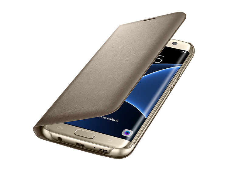 Bao da Samsung Galaxy S7 Edge LED View chính hãng (Vàng)