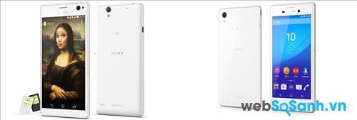 Xperia C4 Dual (trái) và Xperia M4 Aqua đều sử dụng ngôn ngữ thiết kế OmniBalance