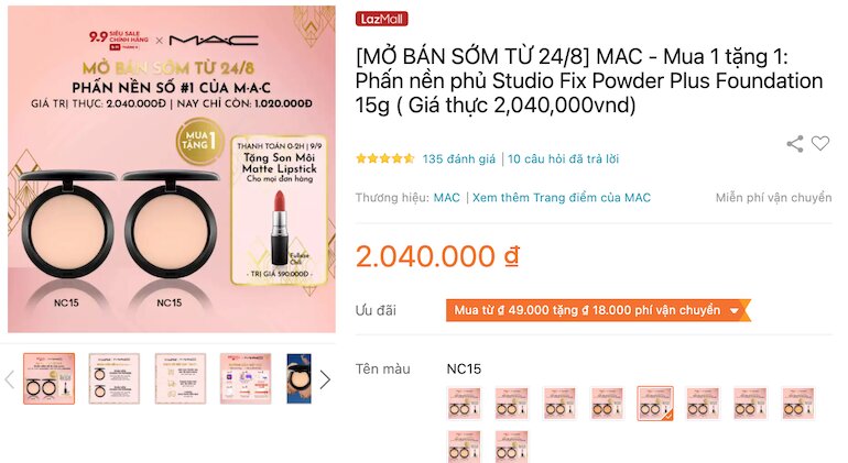 Mua 1 tặng 1: Phấn nền phủ Studio Fix Powder Plus Foundation 15g