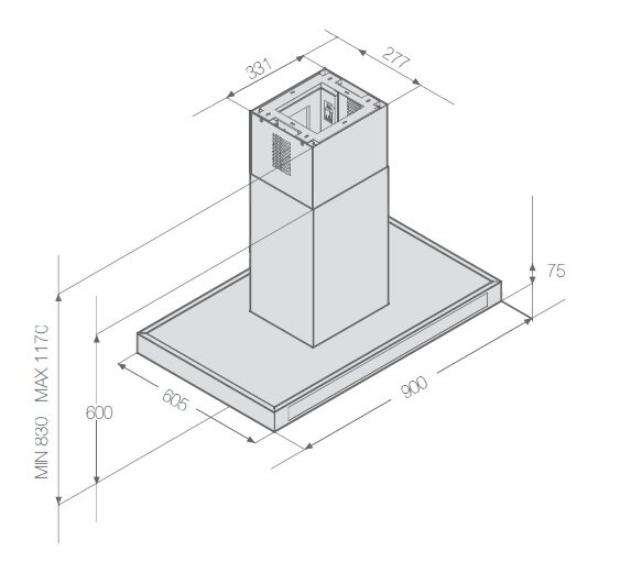 Sơ đồ minh họa máy hút mùi 90 cm