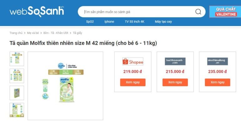 Nên so sánh giá tã quần Molfix size M trước khi mua