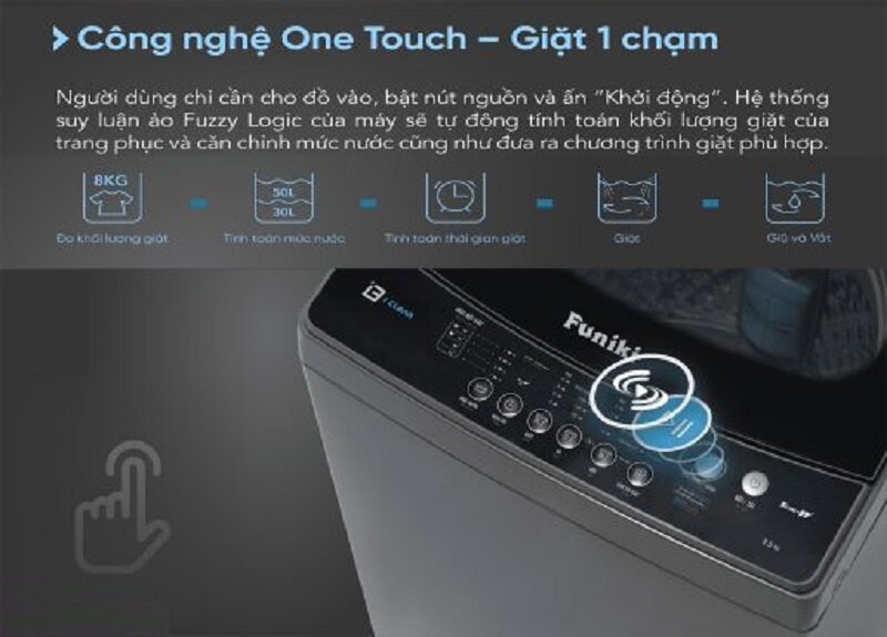 Máy giặt Funiki 10.5kg T6105ABG giá rẻ mà chất lượng rất tốt với công nghệ One Touch hiện đại