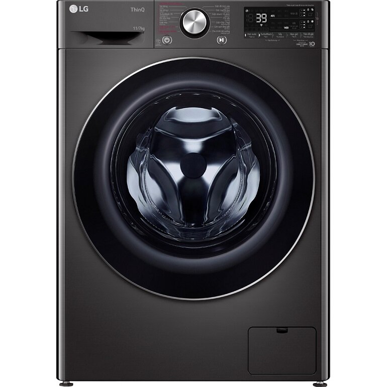 Máy giặt sấy LG Inverter giặt 11kg sấy 7kg FV1411H3BA có gam màu đen sang trọng, hiện đại