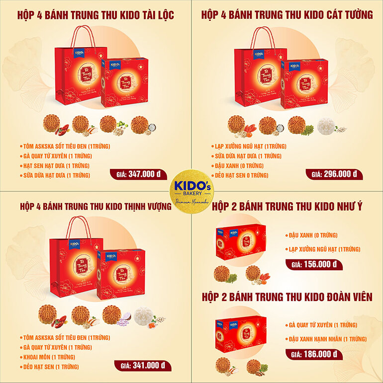 Các hộp bánh trung thu hương vị chọn sẵn của Kido