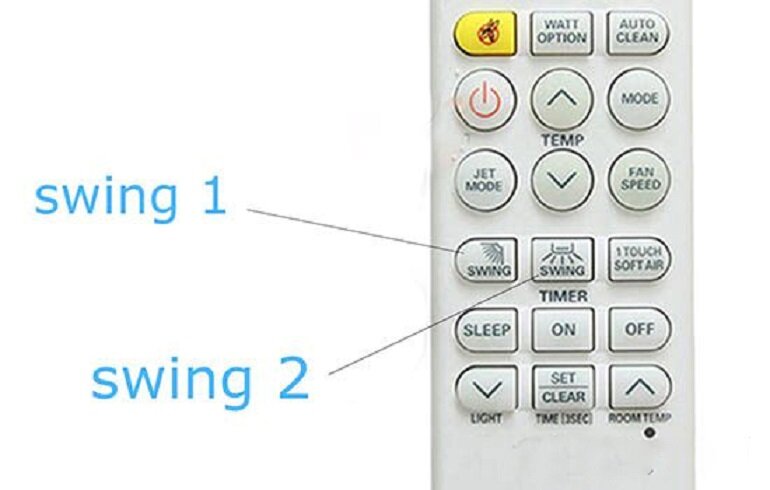 nút swing trên máy lạnh