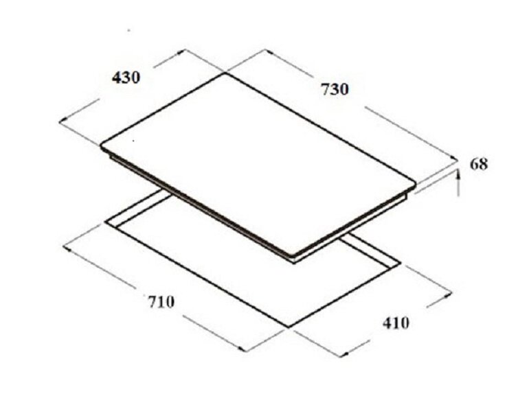 Kích thước của bếp từ âm 3 vùng nấu Cata IB 073 DC (IB 073DC)