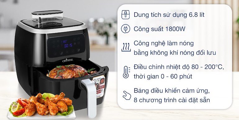 Nồi chiên không dầu Crystal AF7002A-N