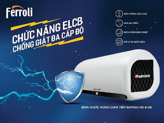 4 lí do bạn nên chọn bình nóng lạnh Ferroli Rapido He 30l ngang 