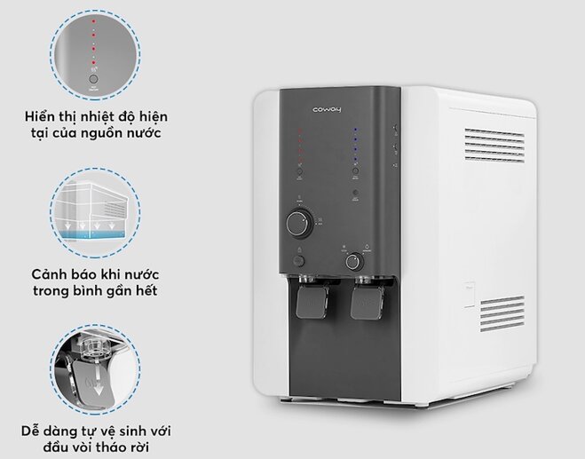 Máy lọc nước Coway VILLAEM 2 (CHP-18AR) có 4 chế độ là nước nóng, nước ấm, nước thương, nước lạnh.