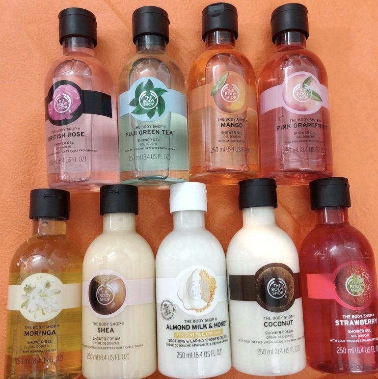 Sữa tắm The Body Shop có mấy loại  và có bao nhiêu mùi hương ?