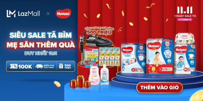 Huggies siêu sale tã bỉm mẹ săn thêm quà