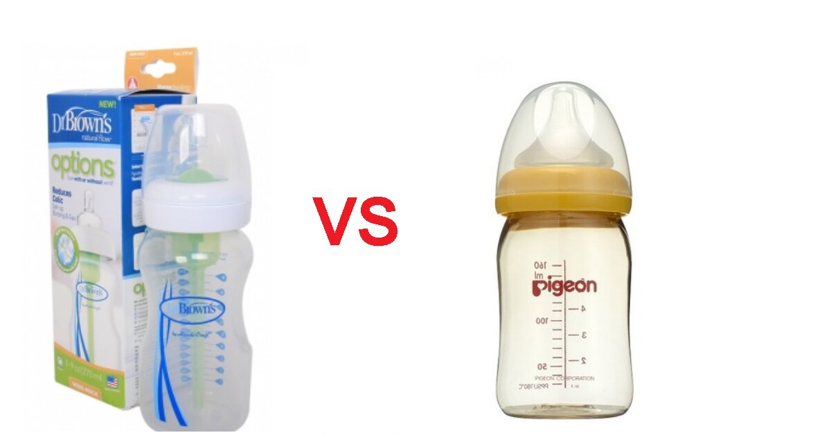 Đánh giá và so sánh bình sữa Pigeon cổ rộng với bình sữa Dr Brown's
