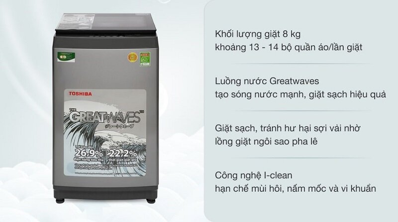 TOP 5 máy giặt Toshiba 8kg cửa đứng đáng mua năm 2025, giá rẻ dưới 5 triệu đồng!