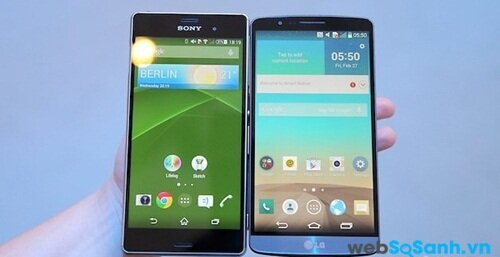 Cả Xperia Z3 (trái) và LG G3 (phải) đều có hiển thị tinh thể
