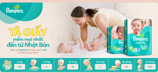 Thương hiệu tã giấy Pampers đến từ Nhật Bản 