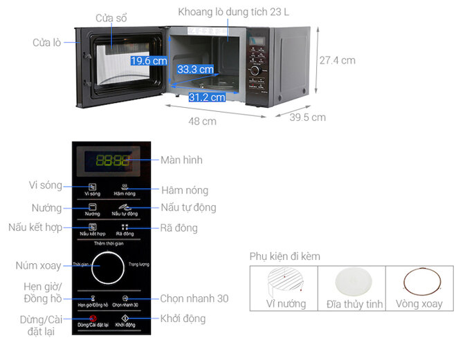 Các chức năng của lò vi sóng Panasonic NN-GD37HBYUE