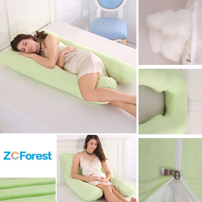 Gối ôm bà bầu chữ U cotton ZCForest 