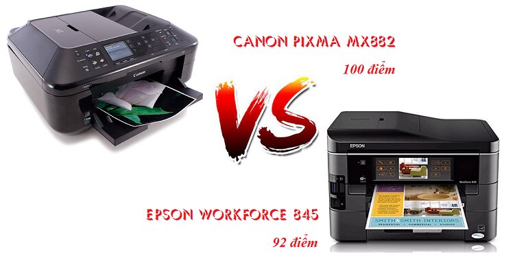 Điểm đánh giá của máy in Canon Pixma MX882 và máy in Epson WorkForce 845