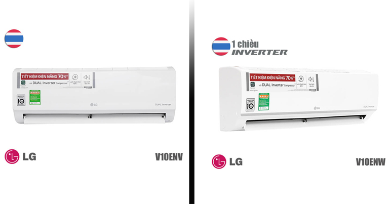So sánh Điều hòa LG V10ENW và điều hòa LG V10ENV về thiết kế
