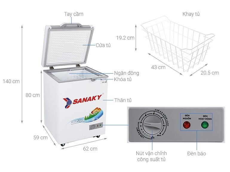Tủ đông 100 lít Sanaky VH-1599HY